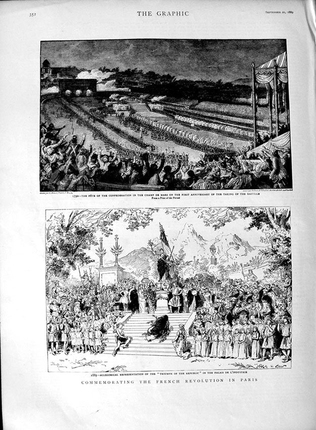 Old Antique Print 1889 French Revolution Paris Champ Des Mars L'Industrie 19th