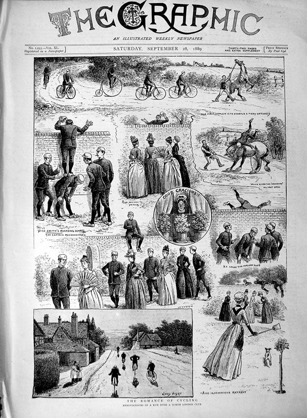 Original Old Antique Print 1889 Cycling North London Club Horse Sport Victorian