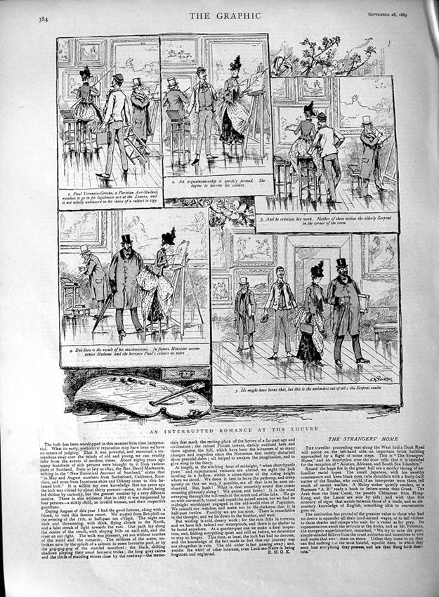 Original Old Antique Print 1889 Romance Louvre France Art Paintings Victorian