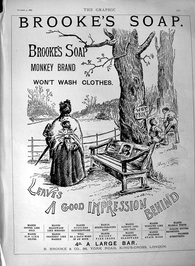Antique Print Ref.469 1889 Advertisement Brooke'S Monkey Brand Soap London