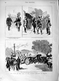 Original Old Antique Print 1889 Czar Visit German Emperor Berlin Germany Horses