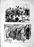 Old Antique Print 1889 School Children Strikes Men Boxing Club Shoreditch 19th