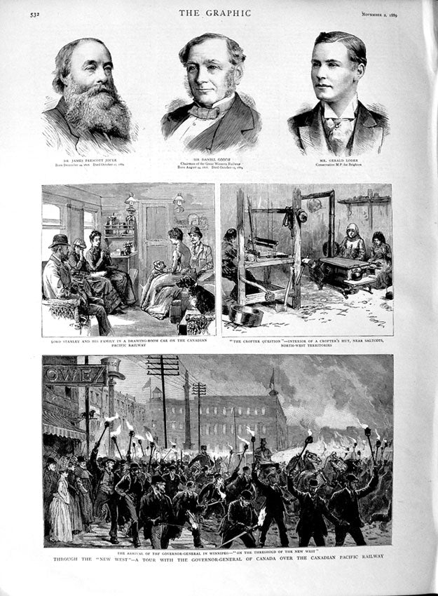 Old Antique Print 1889 Canadian Pacific Railway Joule Gooch Loder Stanley 19th