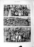 Original Old Antique Print 1889 Country Day Out School Children Railway Train