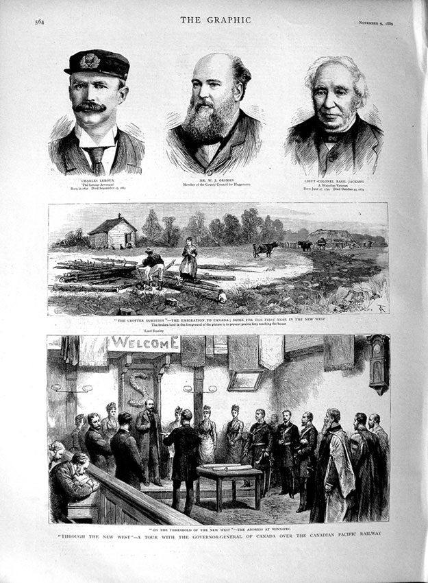 Original Old Antique Print 1889 Candian Pacific Railway Leroux Orsman Jackson