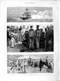 Old Antique Print 1889 Gunnery Trials Ironclad Ship H.M.S Victoria Sailor 19th