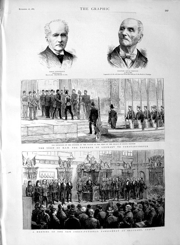 Old Antique Print 1889 Baron Fitzgerald Cartigny Belgrade Servia Bagtche 19th