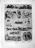Old Antique Print 1889 Barnum Show Olympia Elephant Zebra Anaconda Snake 19th
