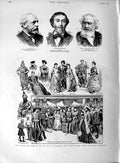 Old Antique Print 1889 Costume Ball Art Club Glasgow Allingham Walker Men 19th