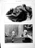 Old Antique Print 1889 Royal Courts Justice Admiralty Judge Counsel Scene 19th