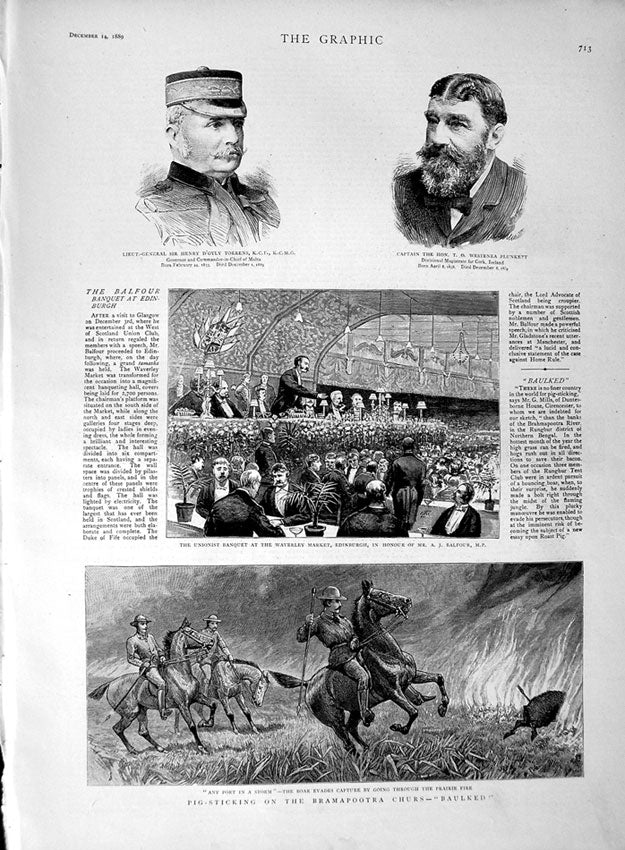 Old Antique Print 1889 Torrens Plunkett Balfour Edinburgh Pick Sticking 19th