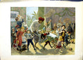 Original Old Antique Print 1889 Colour Yule Log India Christmas Children 19th