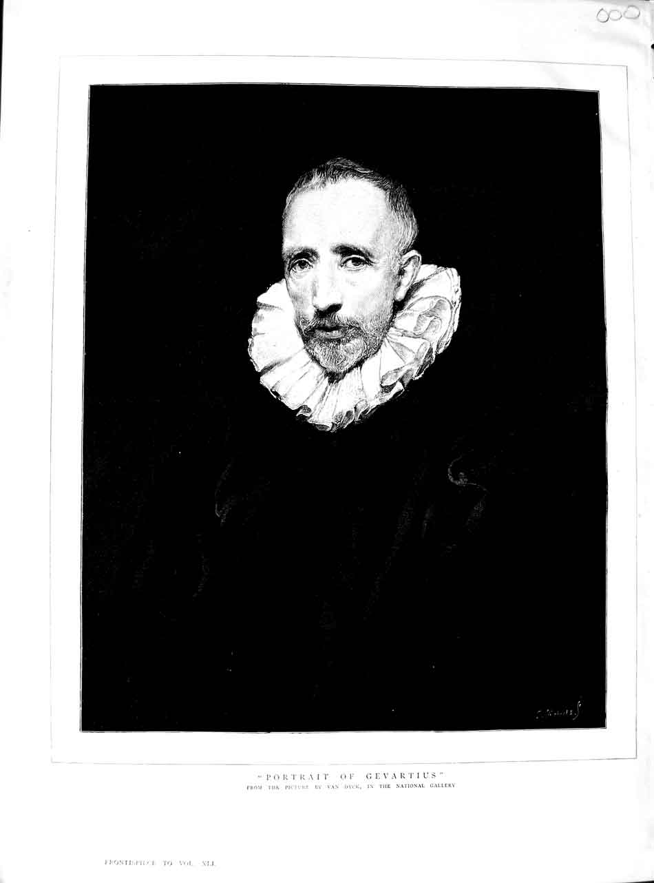 Original Old Antique Print 1890 Portait Gevartius Van Dyck Fine Art Victorian