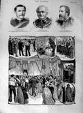 Original Old Antique Print 1890 Naval Volunteer Ball Glasgow Crimmin Ganglbauer