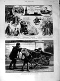 Old Antique Print 1890 Street Entertainer Muzzled Dog Glasgow University 19th