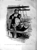Original Old Antique Print 1890 Greek Women Making Silk GThread Factory Athens
