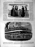 Original Old Antique Print 1890 P And O Ship Passengers Australia Transport