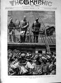 Original Old Antique Print 1890 Stanley Zanzibar Officers Ship Turquoise 19th