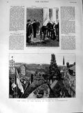 Original Old Antique Print 1890 Prince Wales Bournemouth Eiffel Tower H 19th
