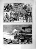 Original Old Antique Print 1890 Canada Pacific Railway Rocky Mountains Woolwich