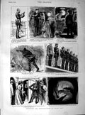 Original Old Antique Print 1890 Sketching Photography Ship War Sailors Victorian