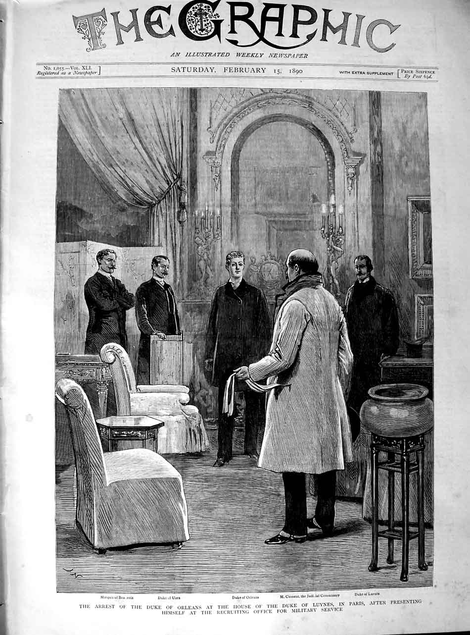 Old Antique Print 1890 Arrest Duke Orleans Luynes Paris Beauvois Clement 19th