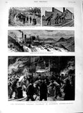 Original Old Antique Print 1890 Colliery Explosion Llanerch Monmouthshir 19th