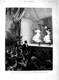 Original Old Antique Print 1890 Cigarette Concert Finsbury Nellis Farren Leslie