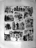 Original Old Antique Print 1890 Young Doctor Influenza House Visits Victorian