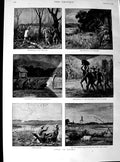 Original Old Antique Print 1890 Sport Burmah Jheel Shooting Deer Hunting Cattle