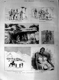 Original Old Antique Print 1890 Swaziland Queen Swazies Cave Dwellers Shepstone