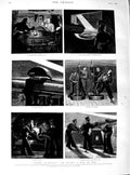 Original Old Antique Print 1890 Night Scene Man War Shi Sailors Gun Powder War