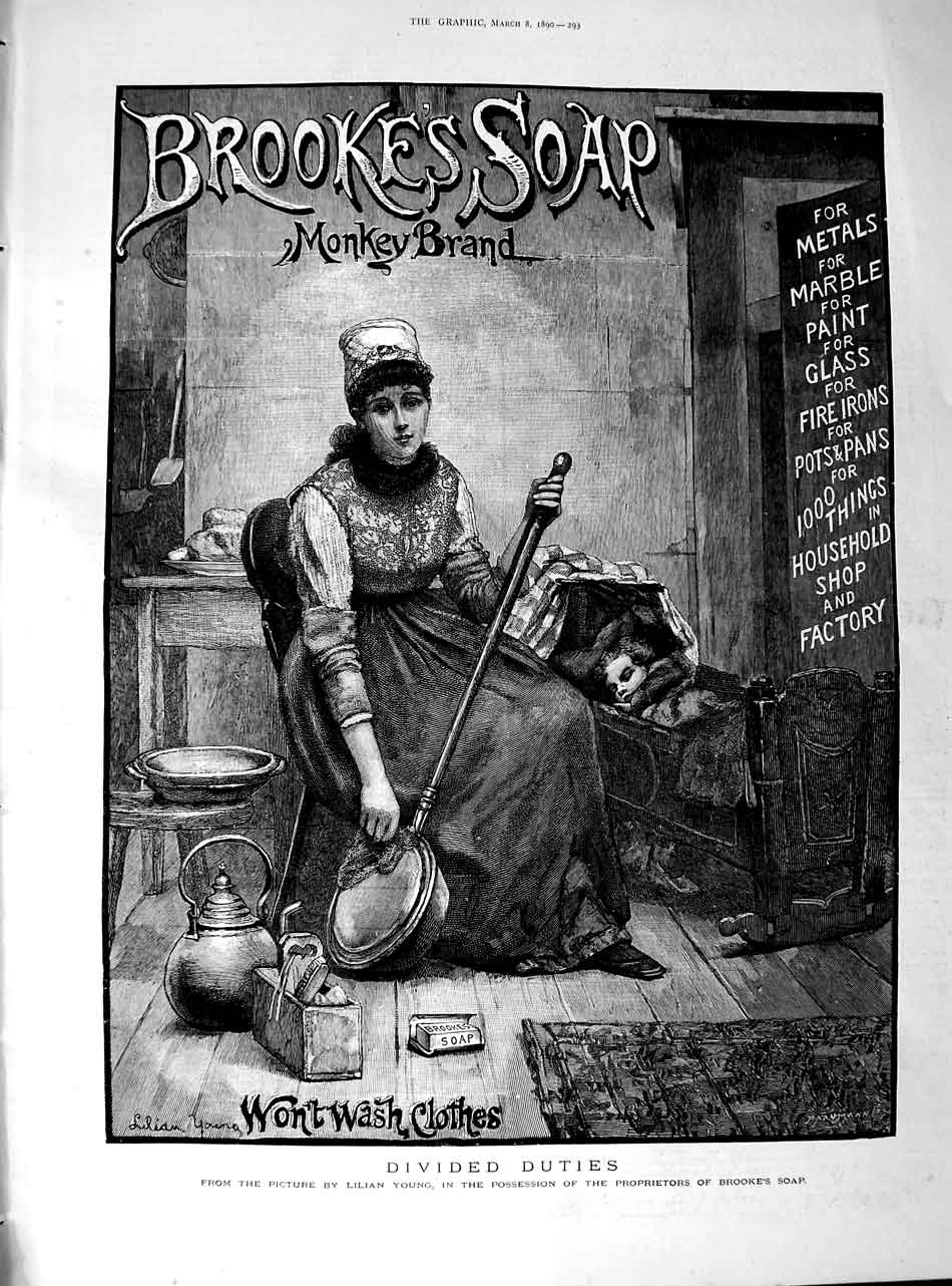 Antique Print Ref.471 1890 Advertisement Brookes Monkey Brand Soap Washing