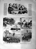 Original Old Antique Print 1890 Crossing River Forth Edward Mission Whitechapel