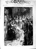 Original Old Antique Print 1890 Scene Presentation Majesty Queen Drawing Room