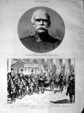Original Old Antique Print 1890 General Von Caprivi Prince Wales German Emperor
