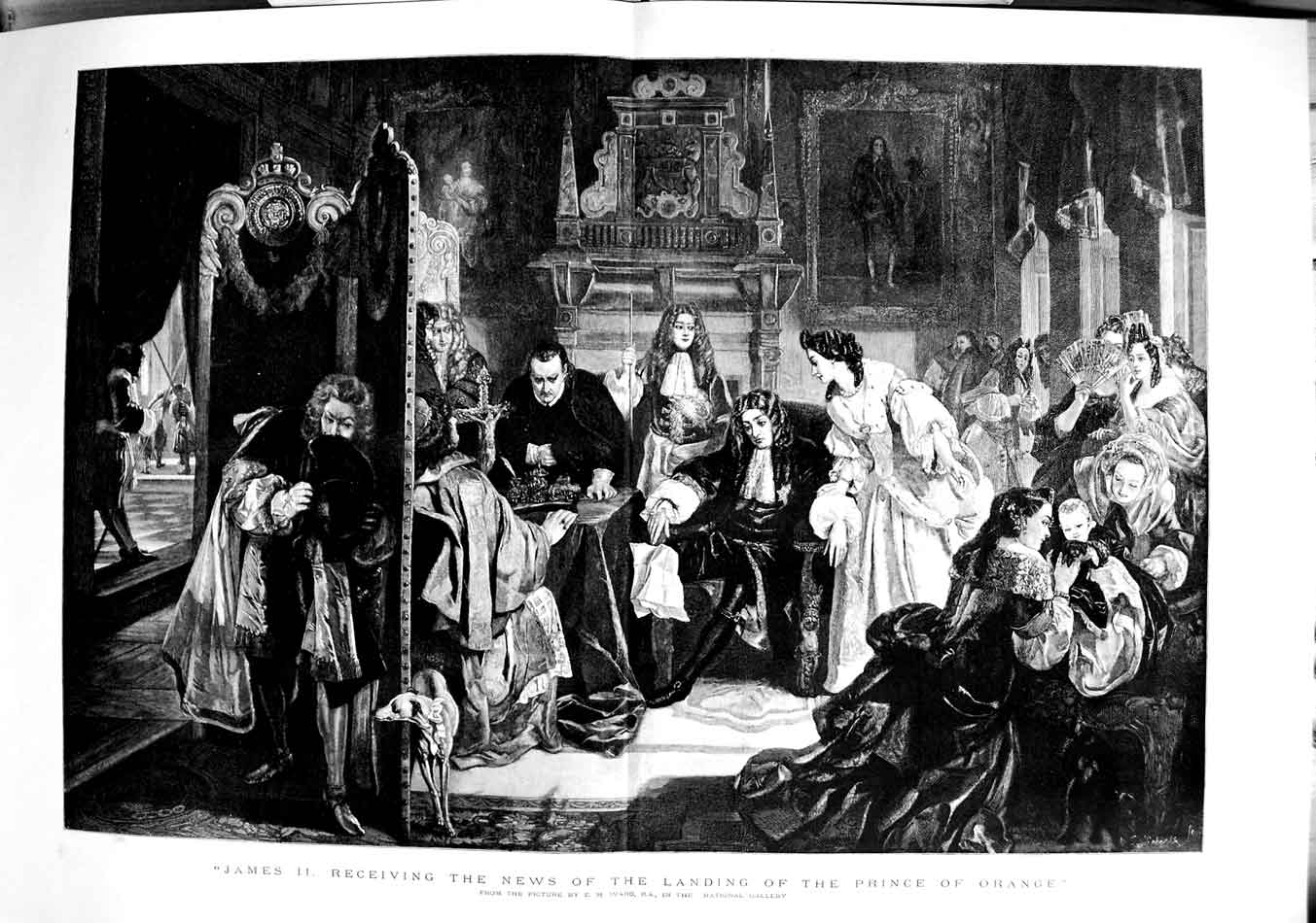 Old Antique Print 1890 King James Ii News Landing Prince Orange Ward Art 19th