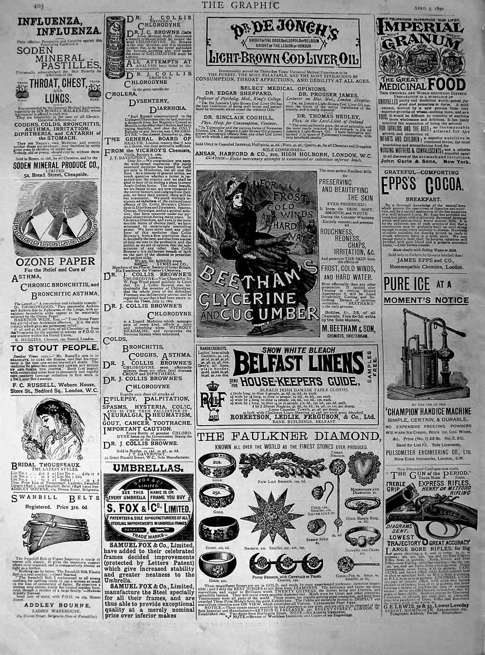 Antique Print Ref.473 1890 Advertisement Forget Me Not Hudsons Soap Powder