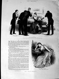 Original Old Antique Print 1890 Dance Season Romance Maude 19th