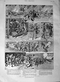 Original Old Antique Print 1890 Comedy Siers Volunteer Camp War Tents Victorian