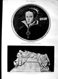 Original Old Antique Print 1890 Mary Emperor Frederick Mausoleum Charlottenburg