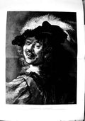 Original Old Antique Print 1890 Portrait Rembrandt Laughing Dresden Musuem