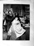 Original Old Antique Print 1890 Fine Art Little Boy Visit Barbers H Victorian