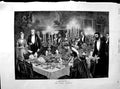 Original Old Antique Print 1890 Dinner Party Men Women Romance F 19th