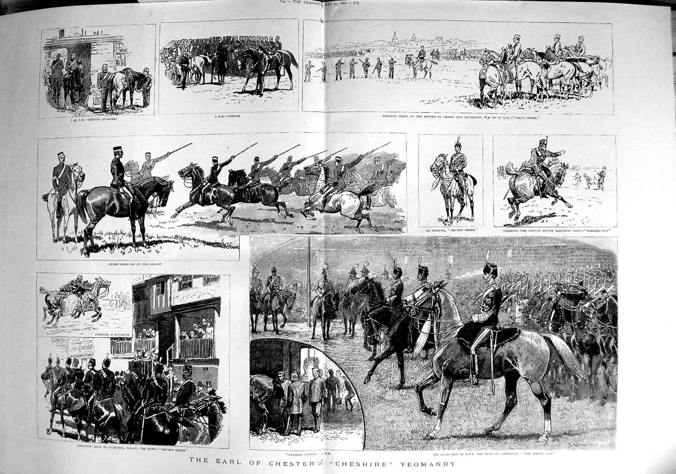 Original Old Antique Print 1890 Earl Chester Cheshire Yeomanry Duke Ca Victorian