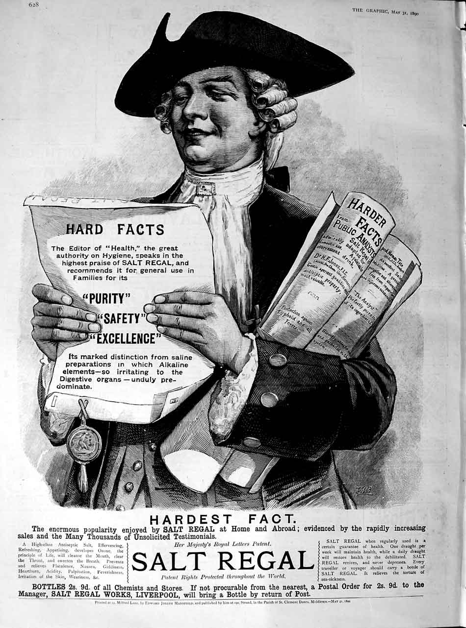 Old Antique Print 1890 Advertisement Salt Regal Chemists Health Liverpool 19th