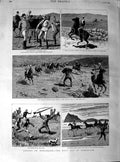 Original Old Antique Print 1890 Sailors Navy Cup Gibraltar Horses Sport 19th