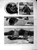 Original Old Antique Print 1890 Torpedo Boat Aberdeen Hong Kong Junkers F 19th