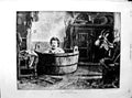 Original Old Antique Print 1890 Vautier Little Girl Crying Bath Tub House 19th