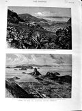 Old Antique Print 1890 Rio Janeiro America Railway Corcovado Sugar Loaf 19th